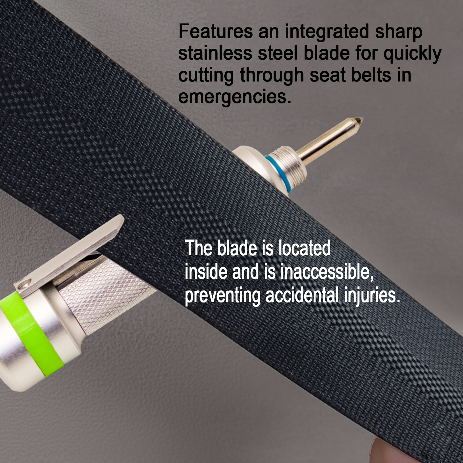 Oulores 2-in-1 Car Safety Hammer – Silver Glass Breaker & Seat Belt Cutter, Upgraded Tungsten Tip for Thicker Tempered Glass, Underwater Use, Premium Metal, Gift-Ready Packaging, Glow-In-The-Dark Ring