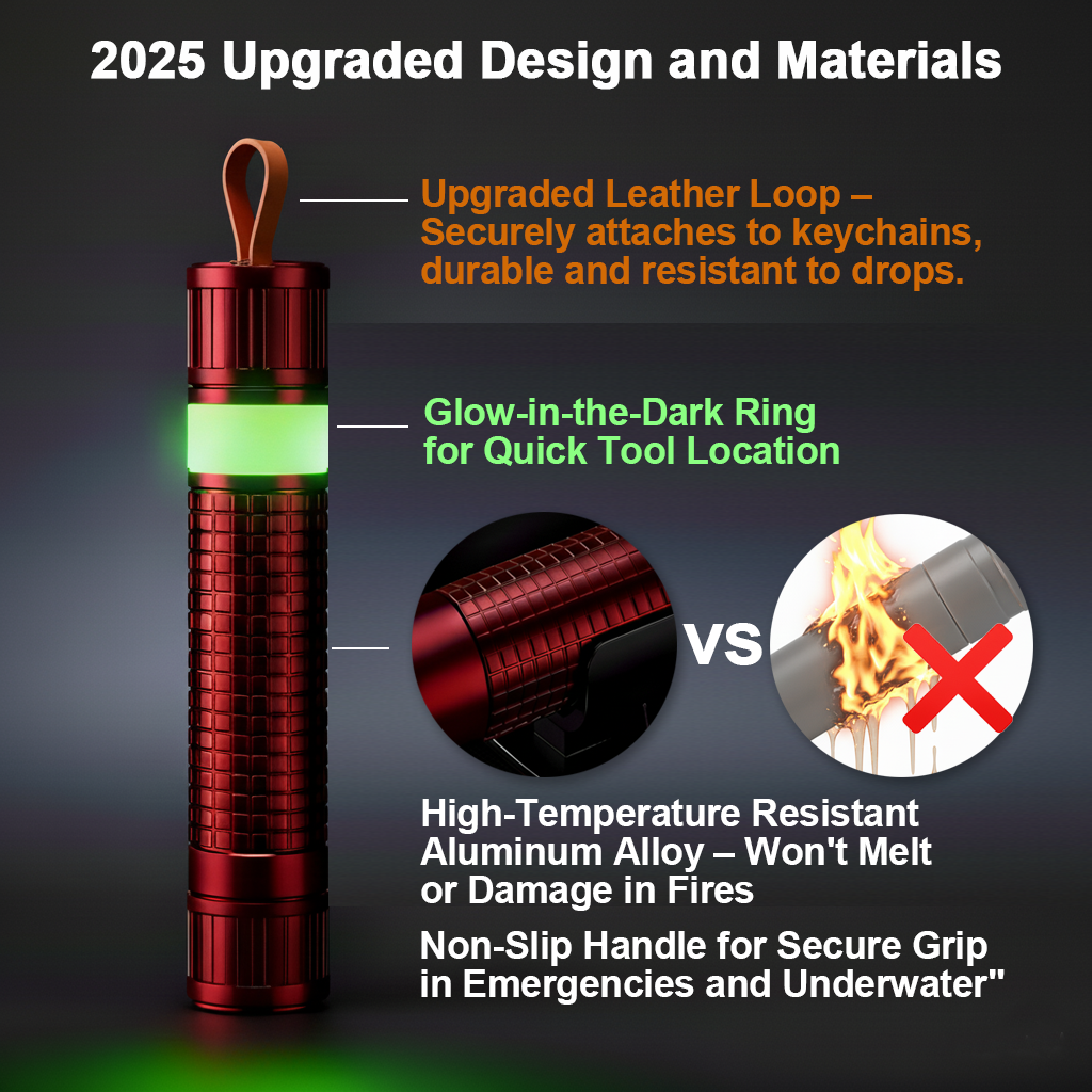 Oulores 4 Pack Window Breaker Seatbelt Cutter, Luminous Aluminum Car Safety Hammer, Spring Loaded Underwater Glass Breaker, 2-in-1 Emergency Escape Tool with Test Glass